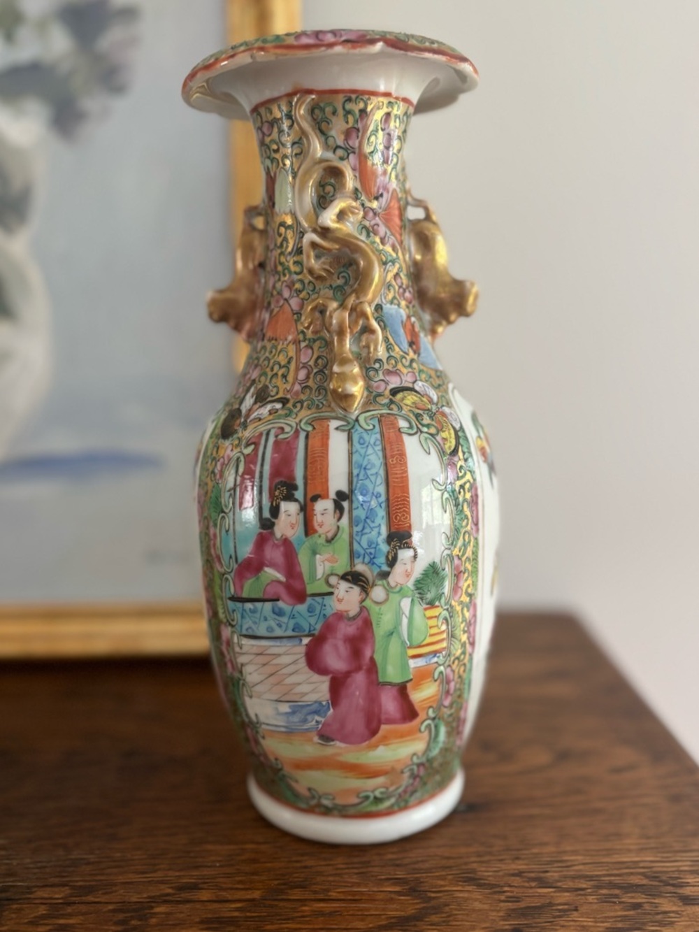 Authentic 19th-century Chinese Famille Rose Canton export porcelain vase